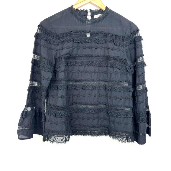 Ulla Johnson Grace Bell Sleeve Blouse in Noir Black Size 2 - Picture 5 of 14